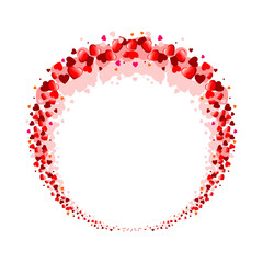 Red round wreath of many magnificent hearts.