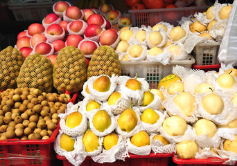 Tropical fruits on the Asian market, Thailand 