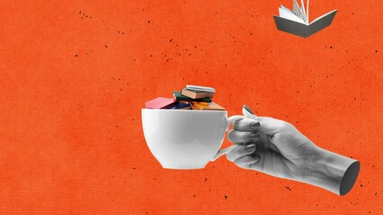 Stop motion, animation. Studying, self-development. Hands aesthetic on bright background.