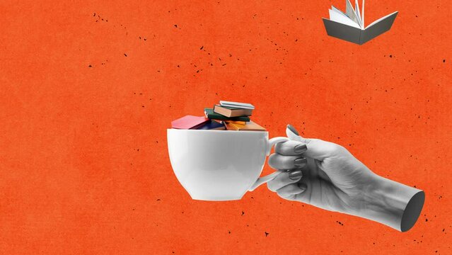 Stop motion, animation. Studying, self-development. Hands aesthetic on bright background.