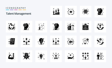 25 Talent Management Solid Glyph icon pack. Vector icons illustration