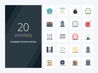 Fototapeta na wymiar 20 Complete Common Version Flat Color icon for presentation. Vector icons illustration