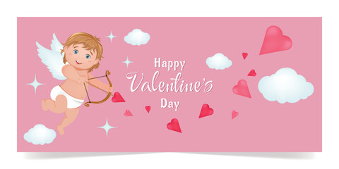 Cupid. Cute vector illustration for postcard, poster, banner, cover, packaging, advertising