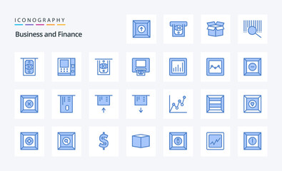 25 Finance Blue icon pack. Vector icons illustration