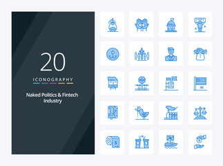 20 Naked Politics And Fintech Industry Blue Color icon for presentation. Vector icons illustration