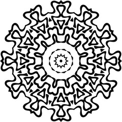 Title Mandala decorative round ornament. Can be used for greeting card, phone case print, etc. Hand drawn background, vector isolated on white.