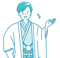 袴姿の男性の上半身のイラスト素材