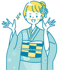 晴れ着姿の女性のイラスト素材