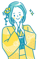 晴れ着姿の女性のイラスト素材