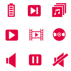 Music icons set with vinyl, sound off, broadcast and other pause elements. Isolated vector illustration music icons.