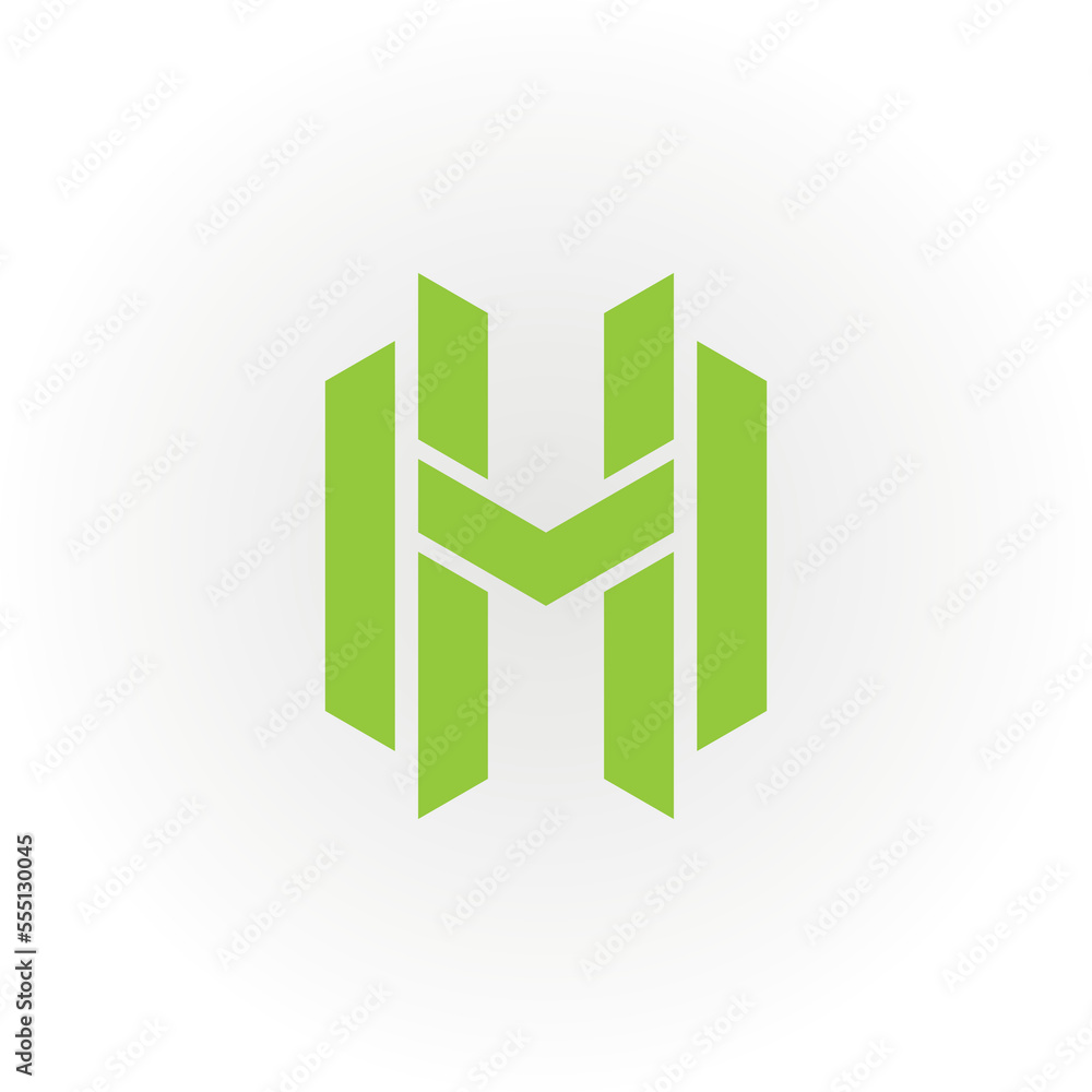Aufkleber abstract initial letter mv or vm logo in green color isolated in white background applied for constr