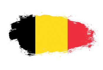Flag of belgium on white stroke brush background