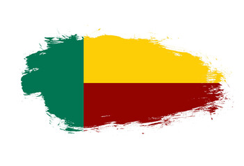 Flag of benin on white stroke brush background