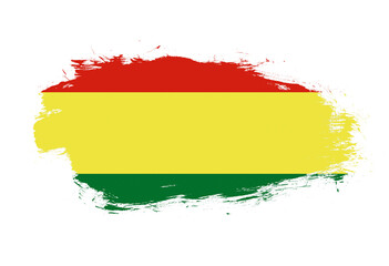 Flag of bolivia on white stroke brush background