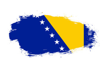 Flag of bosnia and herzegovina on white stroke brush background - obrazy, fototapety, plakaty