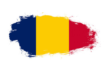 Flag of chad on white stroke brush background