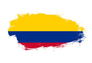 Naklejka premium Flag of colombia on white stroke brush background