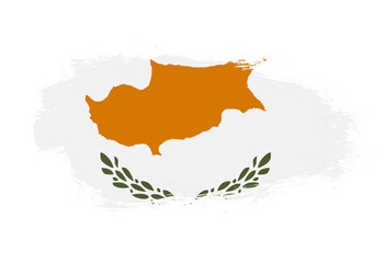 Flag of cyprus on white stroke brush background