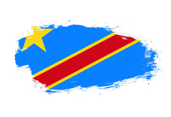 Flag of democratic republic of the congo on white stroke brush background