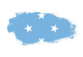 Flag of federated states of micronesia on white stroke brush background