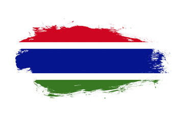 Flag of gambia on white stroke brush background