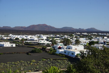 Views on the volcanoes, village of Yaiza, Lanzarote, November 2022, canary islands, spain