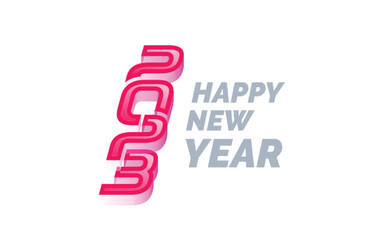 Happy new year 2023 White background Text logo design. Vector illustration
