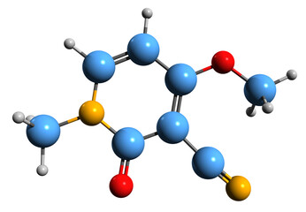 Obraz premium 3D image of Ricinine skeletal formula - molecular chemical structure of toxic alkaloid isolated on white background