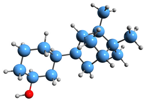  3D image of Isobornyl cyclohexanol skeletal formula - molecular chemical structure of Sandal hexanol isolated on white background