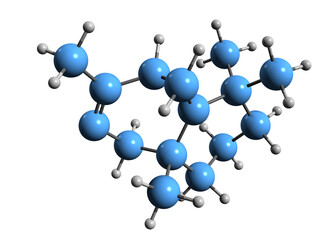  3D image of Thujopsene skeletal formula - molecular chemical structure of Sesquichamene isolated on white background