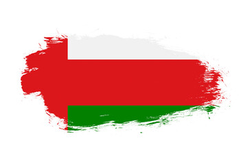 Flag of oman on white stroke brush background