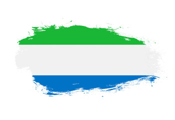 Flag of sierra leone on white stroke brush background