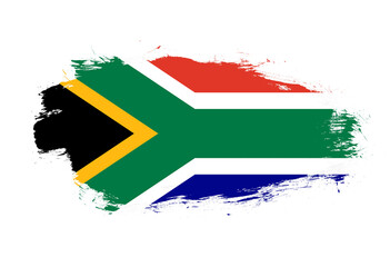 Flag of south africa on white stroke brush background