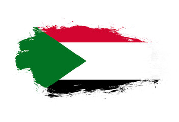 Flag of sudan on white stroke brush background