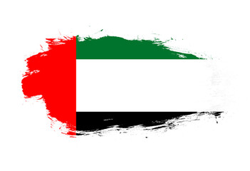 Flag of united arab emirates on white stroke brush background