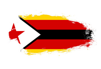 Flag of zimbabwe on white stroke brush background