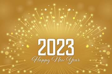 2023 Happy New Years Light Yellow Fireworks Illustration