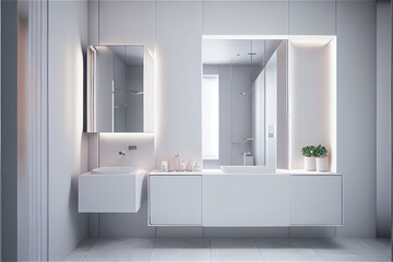 Fototapeta na wymiar Modern contemporary upscale bathroom in a minimal style