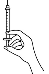 Hand with injection lineal icon