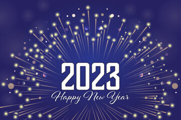 2023 Happy New Years Dark Blue Fireworks Illustration