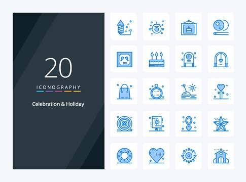 20 Celebration  Holiday Blue Color icon for presentation