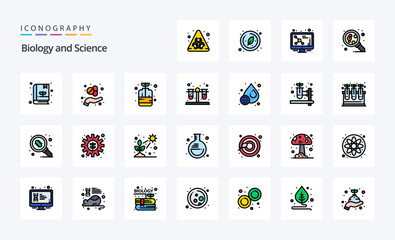 25 Biology Line Filled Style icon pack