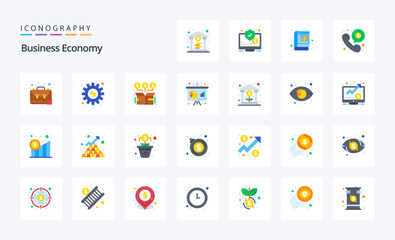 25 Economy Flat color icon pack