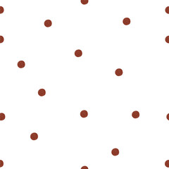 Cute Abstract Seamless Vector Patterns with White Irregular Brush Dots Isolated on a Yellow and Dark Warm Gray Background. Infantile Style Geometric Print. Abstract Dotted Doodle Pattern.