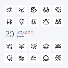 20 Jewellery Line icon Pack like gem jewel diamond jewelry crown