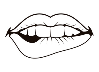 mouth biting her lip monochrome pop art