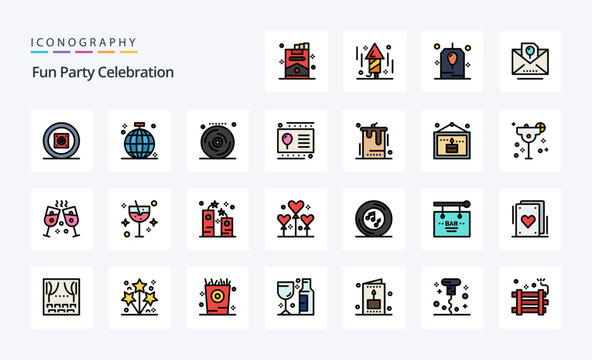 25 Party Line Filled Style icon pack