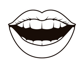 smiling mouth monochrome pop art