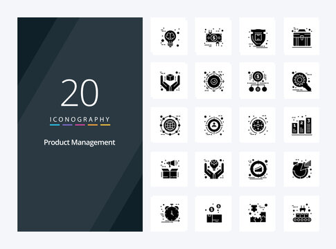 20 Product Management Solid Glyph icon for presentation