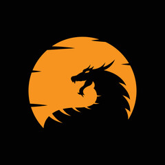 black dragon simple logo vector design template
